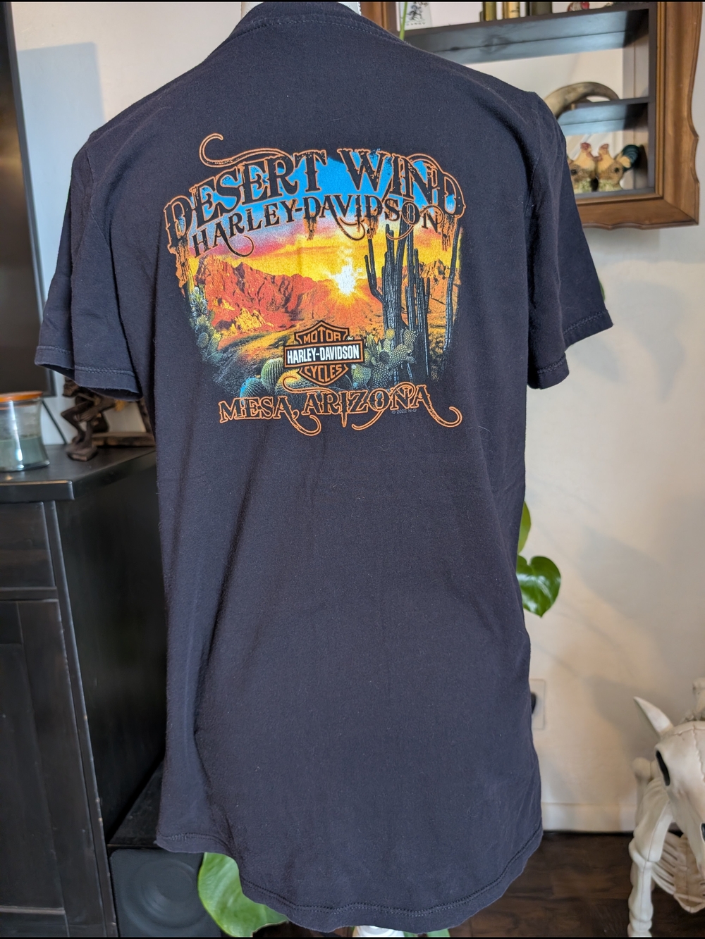 Harley-Davidson Black V-Neck Tee with Purple Script - Picture 2 of 3